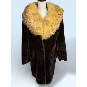 Vintage 90s Express Shearling Coat w Raccoon Fur Collar – AS IS Please READ